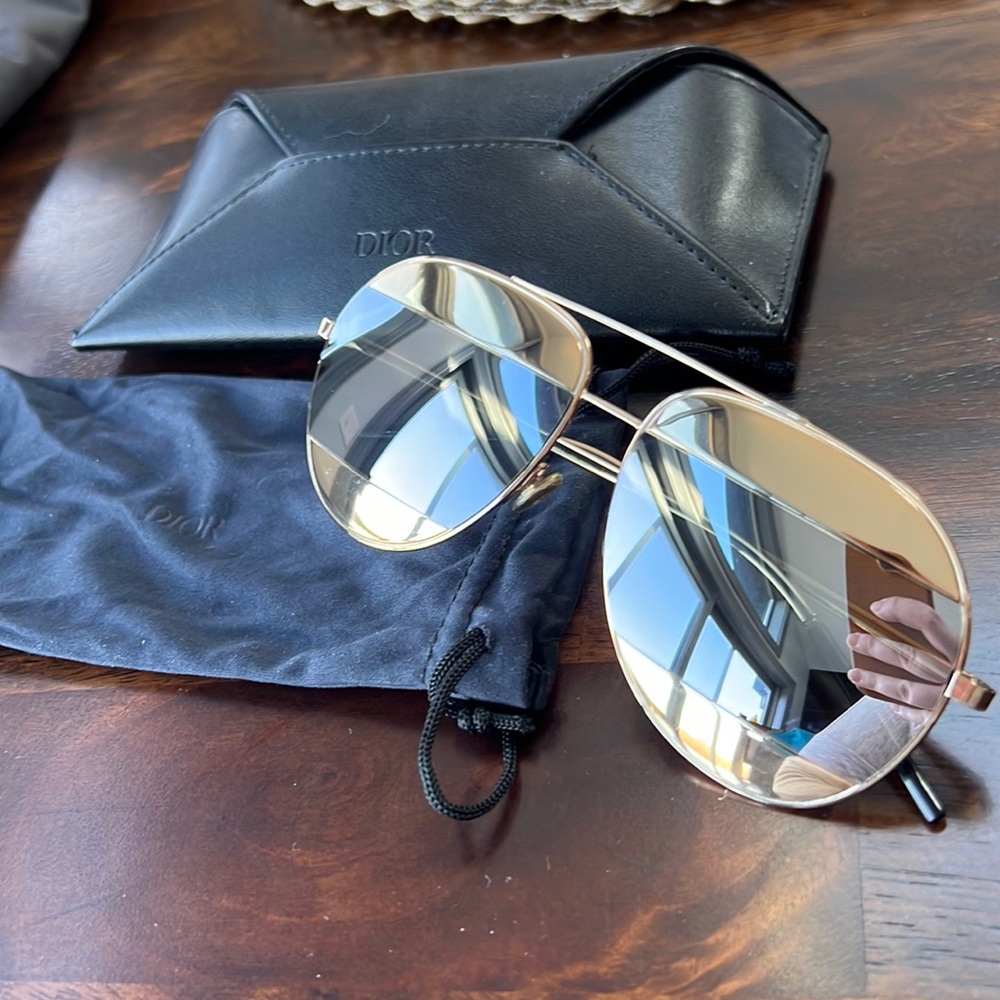 Selling Authentic Christian Dior Split 1 Aviators in Gold